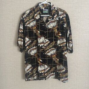 Reyn Spooner Hawaiian Multicolor Black,Green,White, Yellow Floral SS Shirt Sz XL